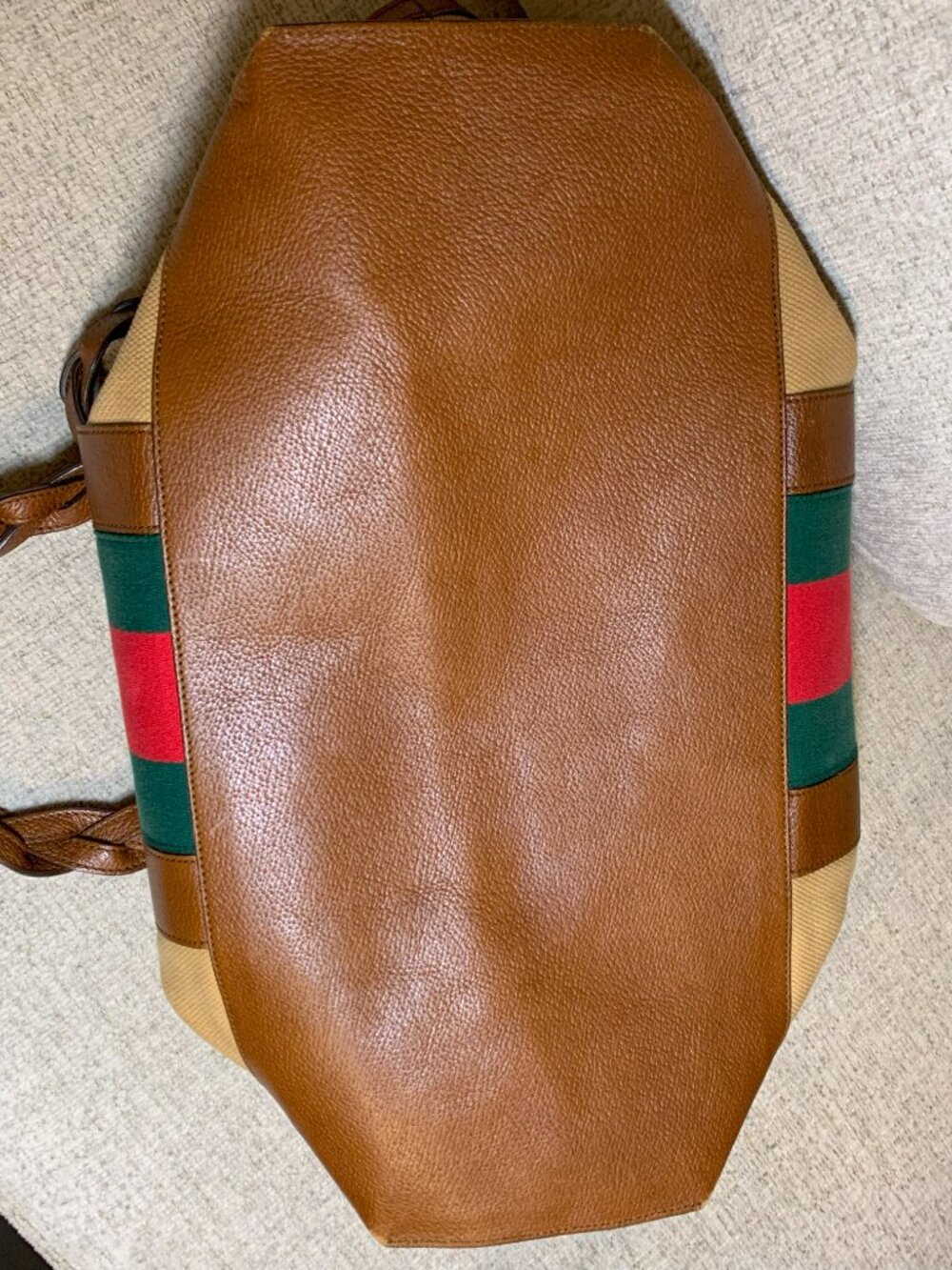 Gucci Crest Braided-Handle Large Canvas Tote - Picture 16 of 16